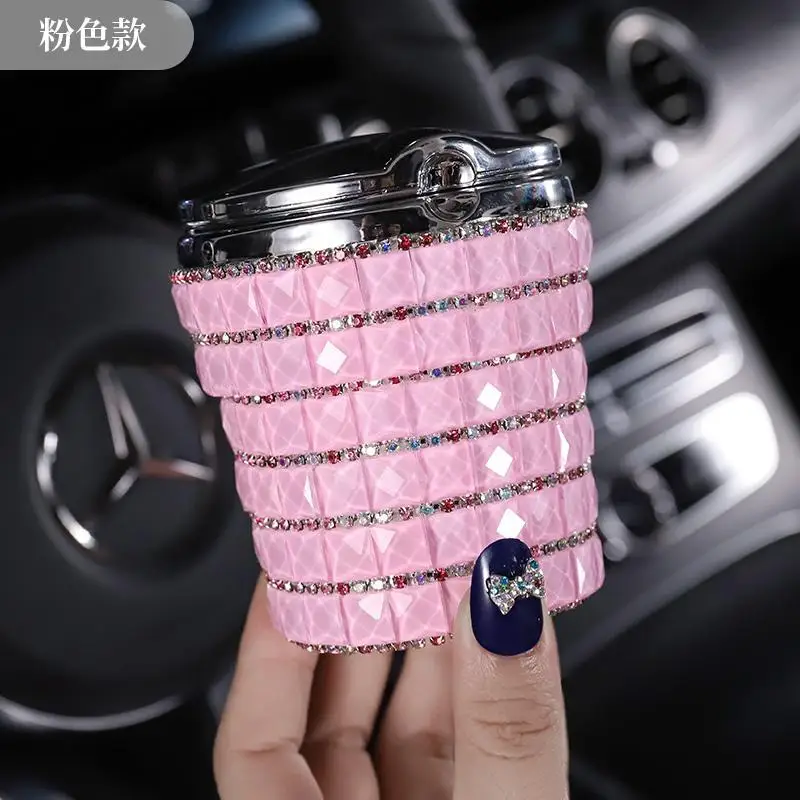 ที่เขี่ยบุหรี่ในรถยนต์ปอร์เช่ อเนกประสงค์พร้อมฝาปิด ประดับเพชรสร้างสรรค์สำหรับผู้ชายและผู้หญิง