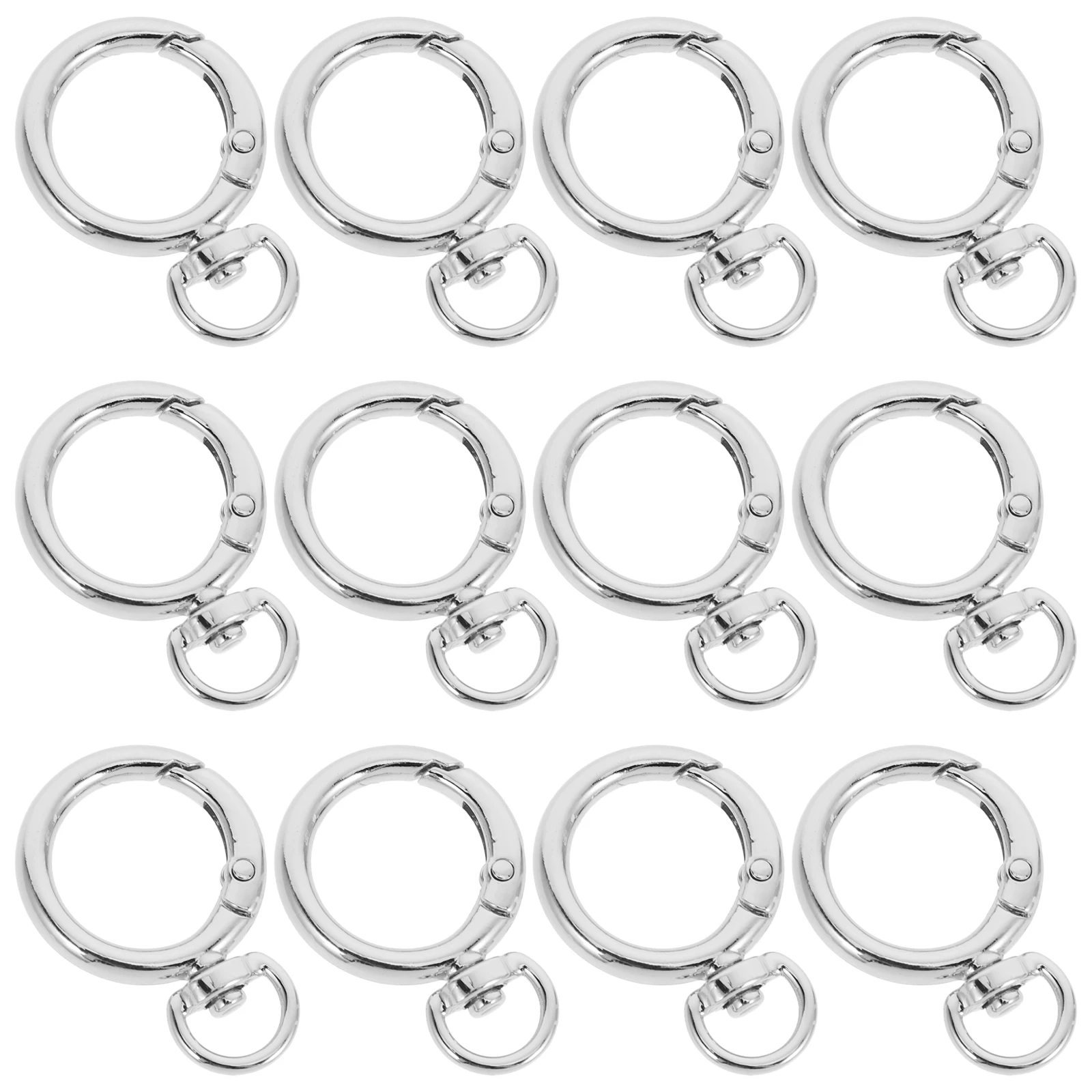 

12pcs 25Mm Alloy Spring O Rings Round Snap Hooks Keychain Clips For Diy Accessories Craft Jewelry Making Gold Metal Swivel Clasp