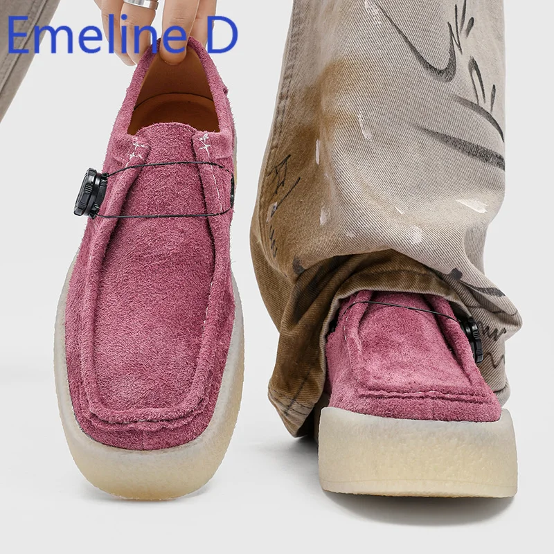 

Candy Colored Square Toe Suede Flat Shoes Fashionable hick Soles To Increase Height Versatile Daily Commuting Casual Shoes