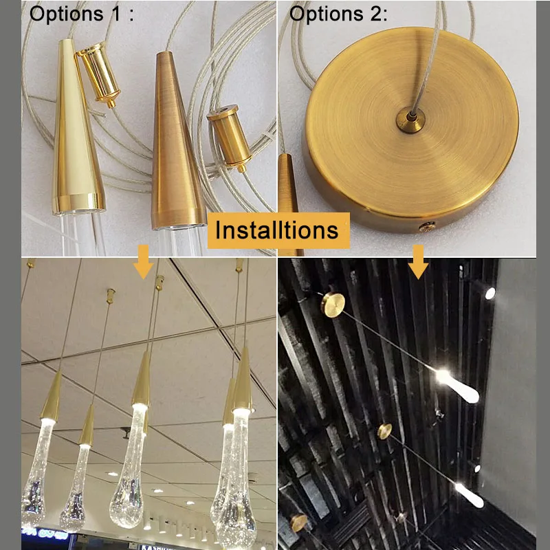 Post-Modern Crystal Glass Led Pendant Lights Hanglamp Tear Drop Light Restaurant Bar Indoor Hanging Lamp Staircase Chandelier