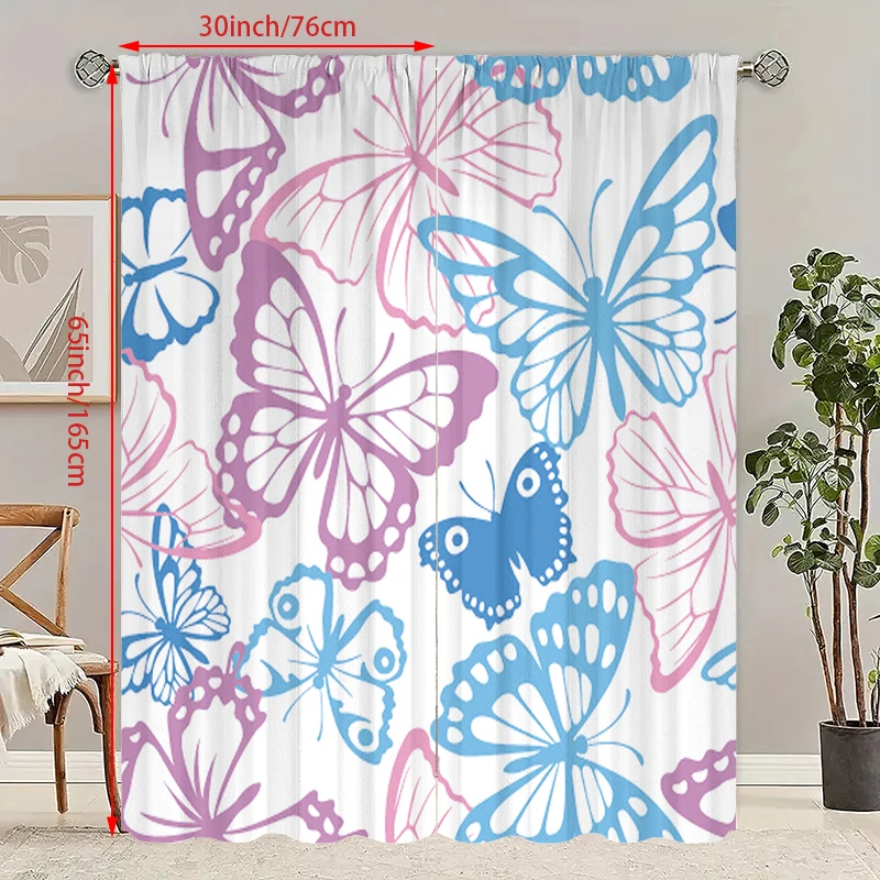 

2 шт.- Красочная бабочка — занавеска с принтом — материал полиэстер — подходит для спальни, гостиной, кабинета, частного пространства.