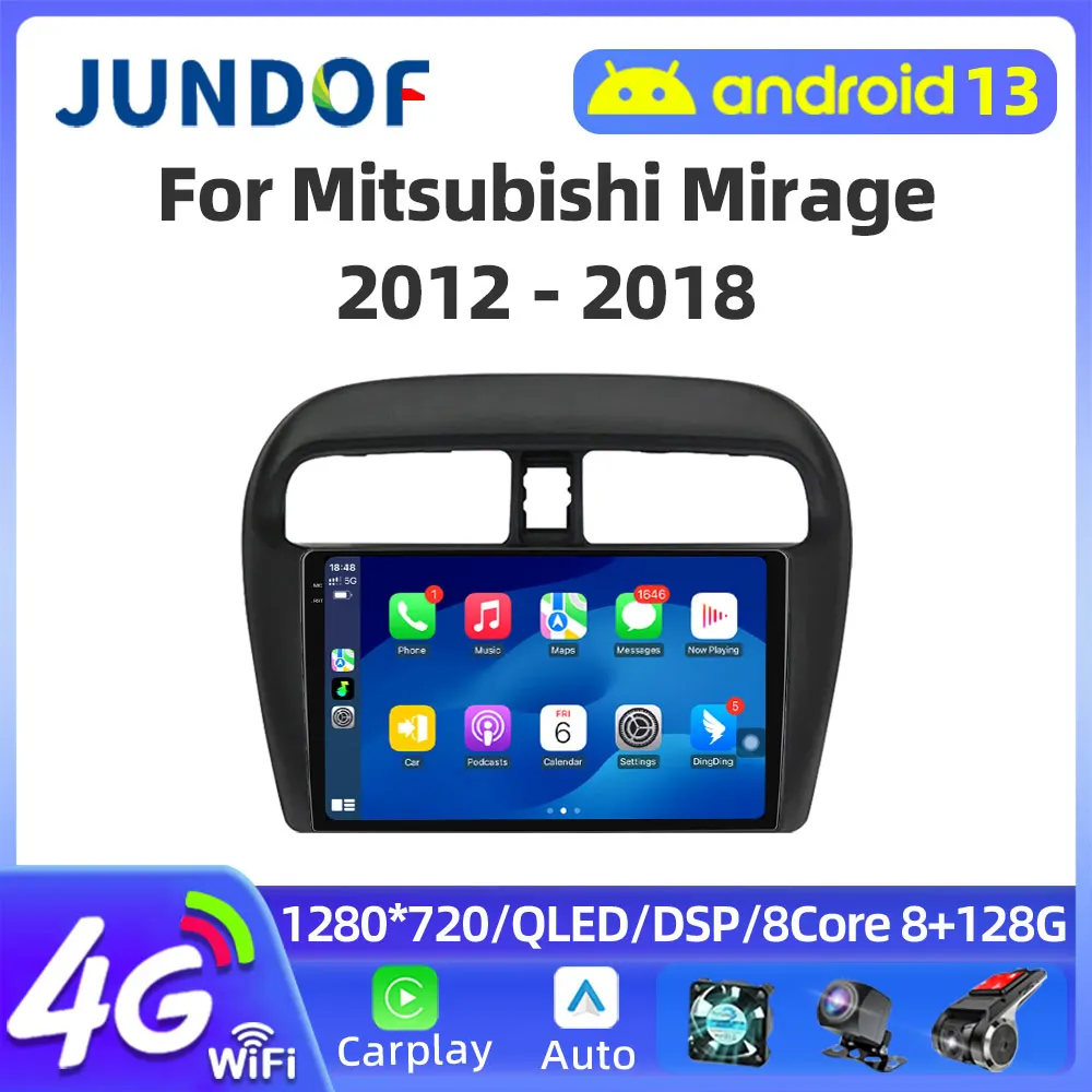 

JUNDOF 2 Din Android 13 Car Radio Multimidia For MITSUBISHI Mirage Spacestar Attrage 2012-2018 GPS Navigation Carplay 2din