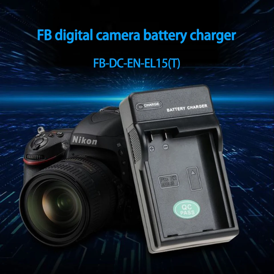 FB EN-EL15(T) Single Slot Micro USB Input Port Lightweight Portable Camera Battery Charger Compatible with Nikon EN-EL15