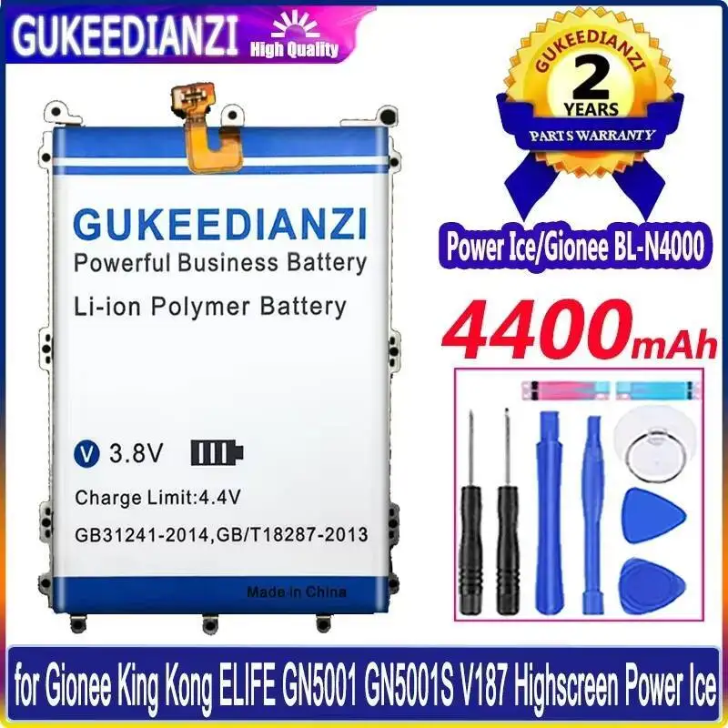 بطارية الهاتف المحمول ذات الطاقة الموثوقة لـ Highscreen Ice Gionee King Kong Elife GN5001 GN5001S V187 BL-N4000 4400Mah