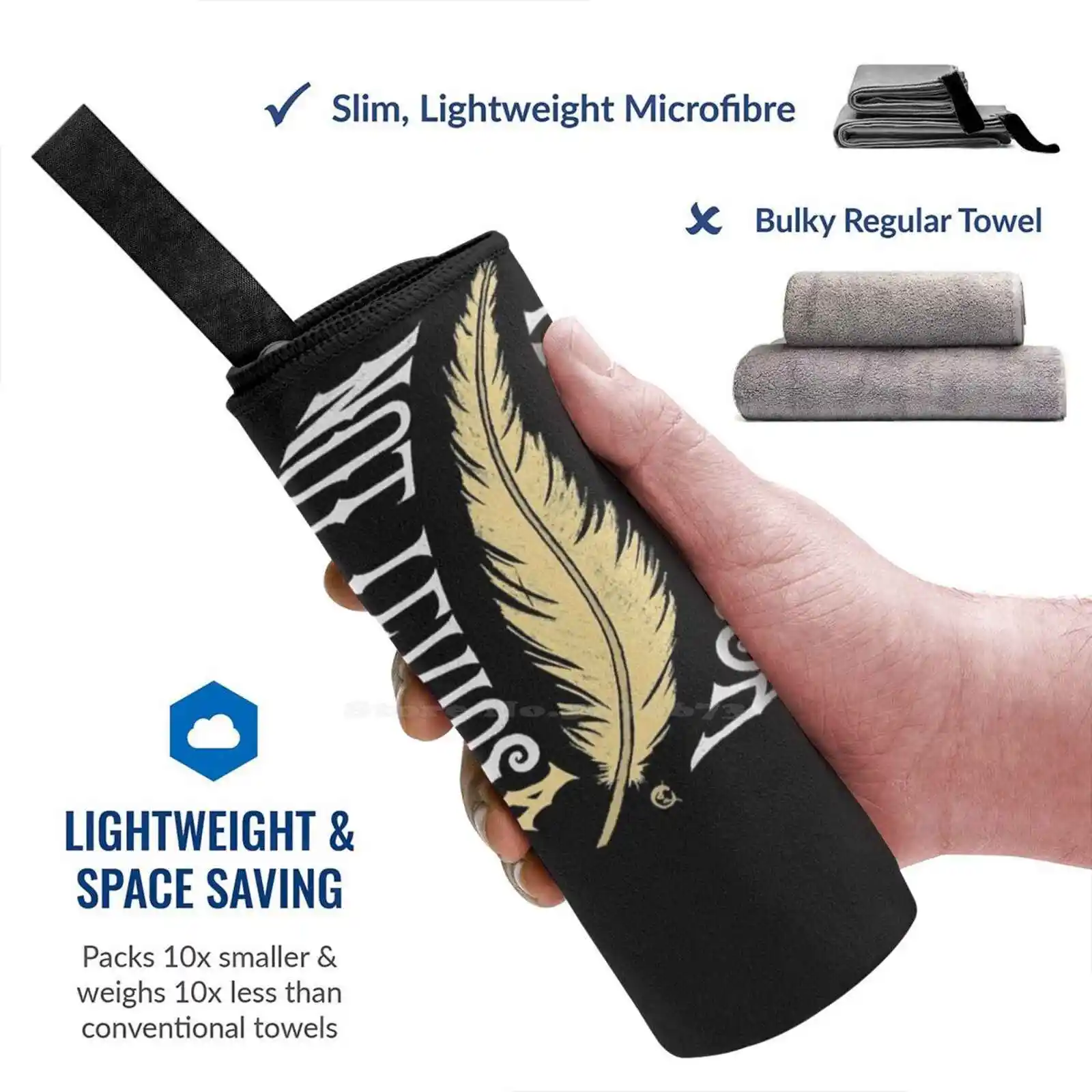 Leviosa Soft Towel Quick Dry Beach Towel Lettering Hermione Granger Wingardium Leviosa Spell Typography Feather The Sorcerers