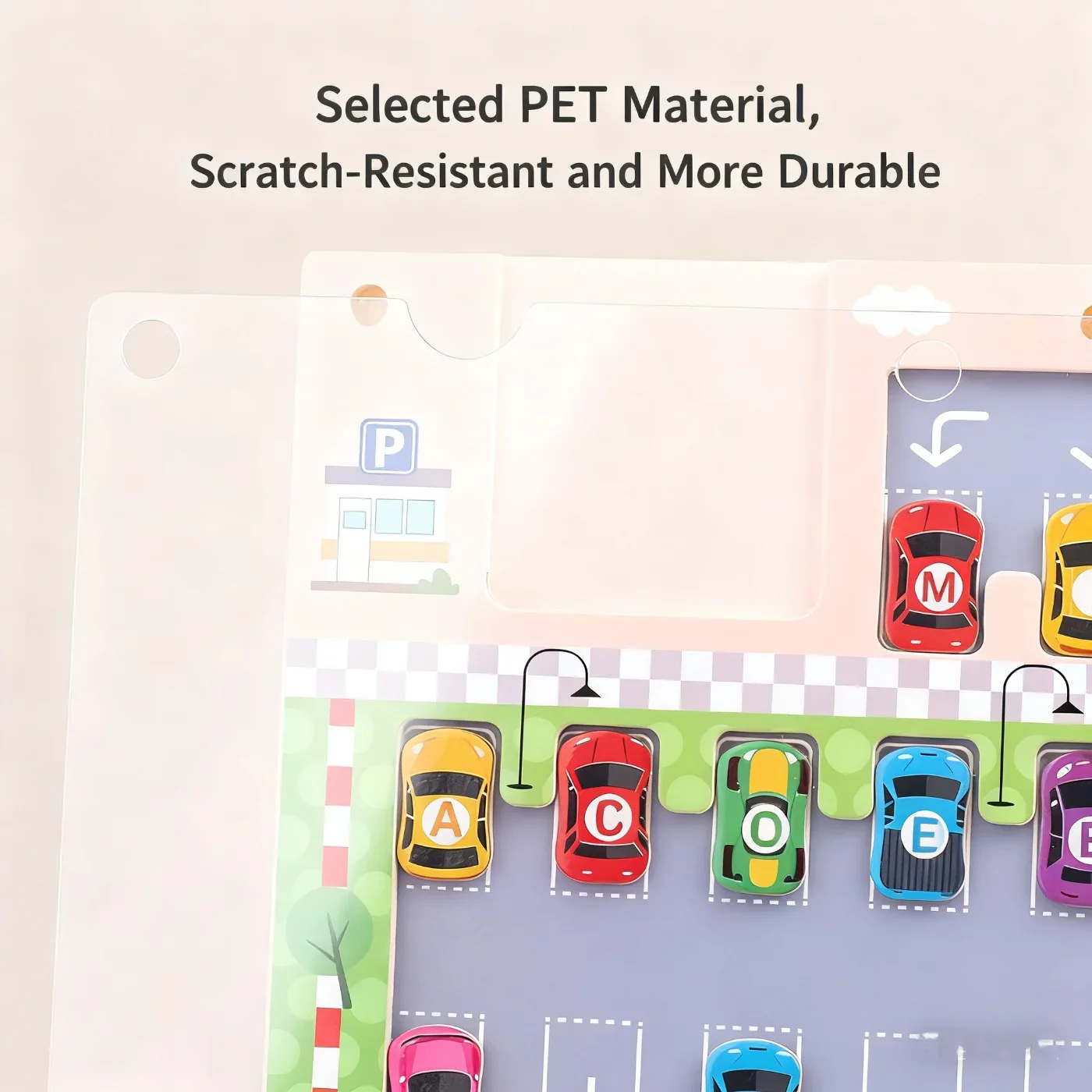 Magnetyczny labirynt samochodowy z alfabetem, zabawki Montessori, nauka liter ABC, zabawki edukacyjne dla najmłodszych, nauka słów w przedszkolu, zabawki rozwijające motorykę małą dla dzieci.