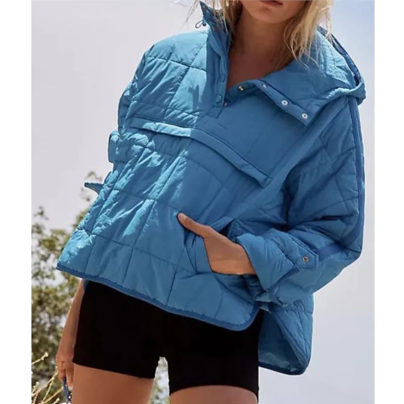 

Casual Fashion Parka Jacket Outwear 2025 Autumn Winter Solid color Long Sleeve Pocket Hooded Pullovers Top Lady Outdoor Outfits