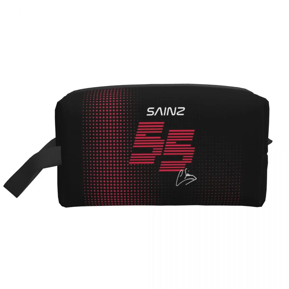 carlos-sainz-jr-f1-signature-graphic-bolsa-de-cosmeticos-feminina-escura-para-viagem-organizador-de-maquiagem-estojo-para-lapis