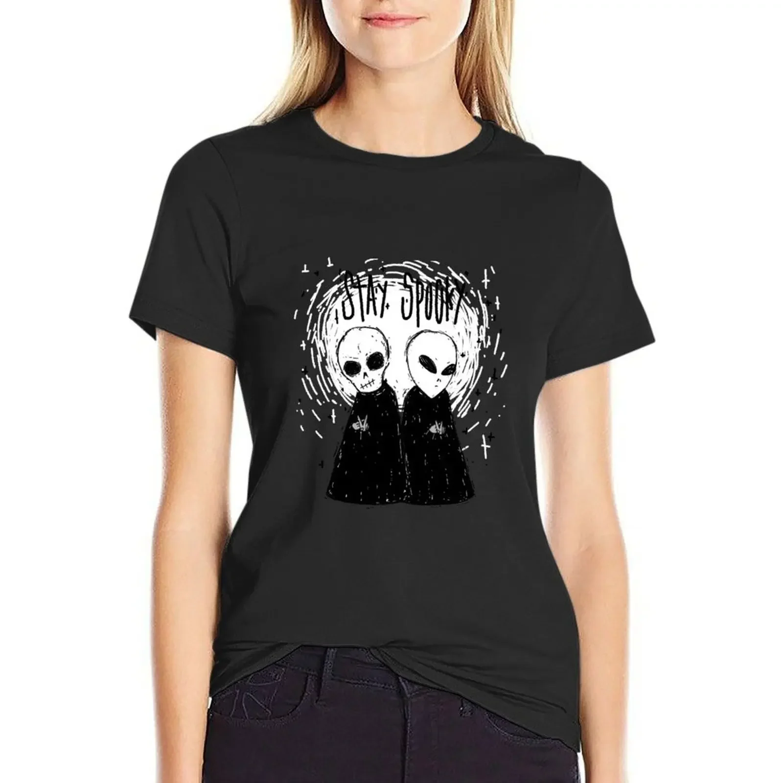 

stay |-/ spooky T-Shirt cute clothes animal print customs summer top tops Women