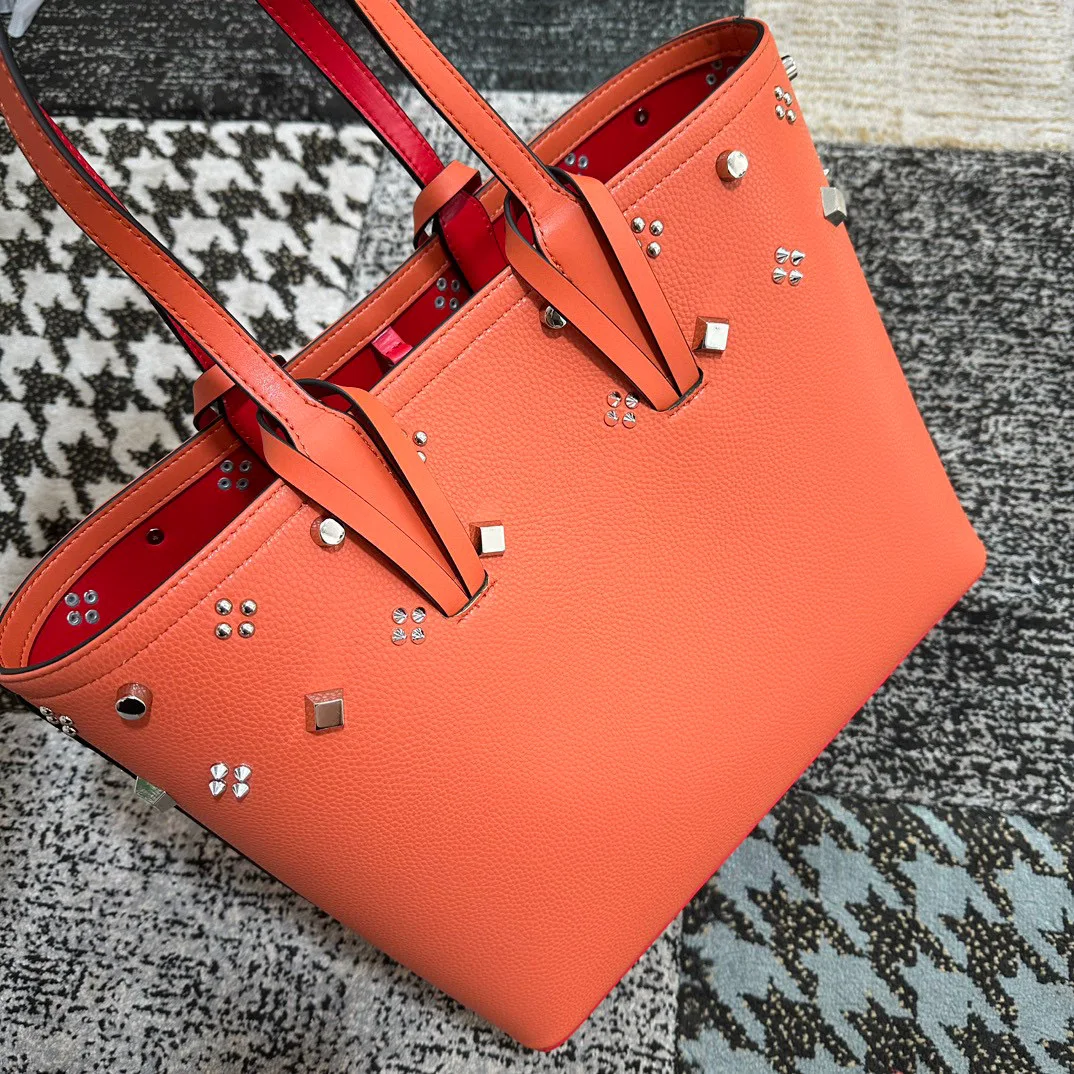 حقيبة يد نسائية فاخرة بحزام جلدي، حقائب سفر، متعددة الاستخدامات، حقيبة يد ذات سعة كبيرة، حقيبة برتقالية كلاسيكية للأعمال #5