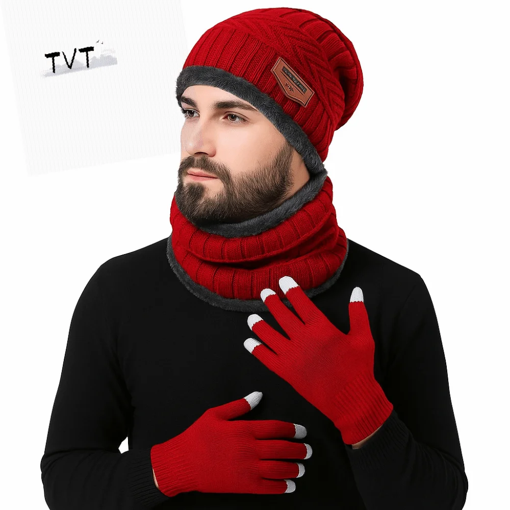 ชุดหมวกไหมพรมฤดูหนาวแบบนุ่ม 4 ชิ้น/ชุด พร้อมผ้าพันคอ ถุงมือถักแบบหนา ป้องกันความหนาวเย็น บุด้วยผ้าฟลีซ หมวกไหมพรมอุ่น
