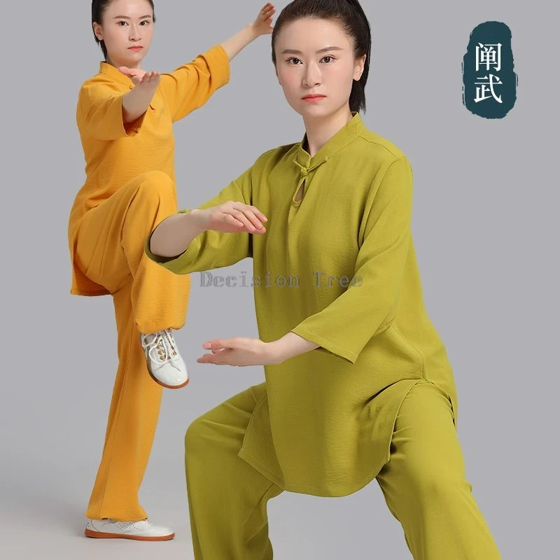 2024 chinesetai chi suit summer national style tai chi suit women new loose daily flowing cotton hemp tai chi training suit set