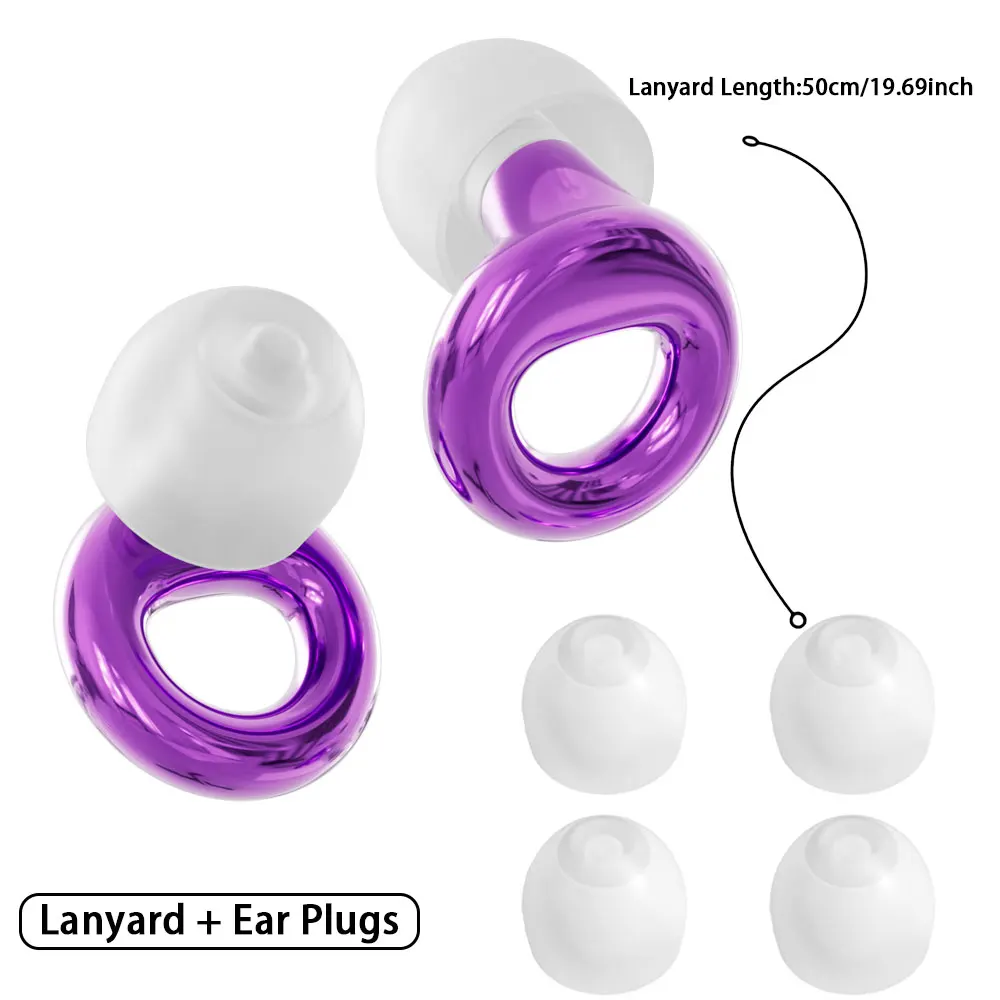 Noise‑Buffer Optimized Silicone Earplugs With Silicone Lanyard, Hypoallergenic Reusable Ear Inserts for Sleeping, Surfing, Offic