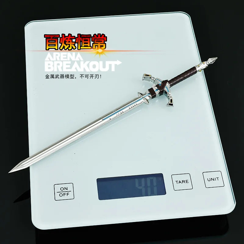 22cm Arena Breakout jeu périphérique tout en métal épée jouet "Bai Lian Ru Chang épée" étui en cuir garçon cadeau Figment Cosplay accessoire