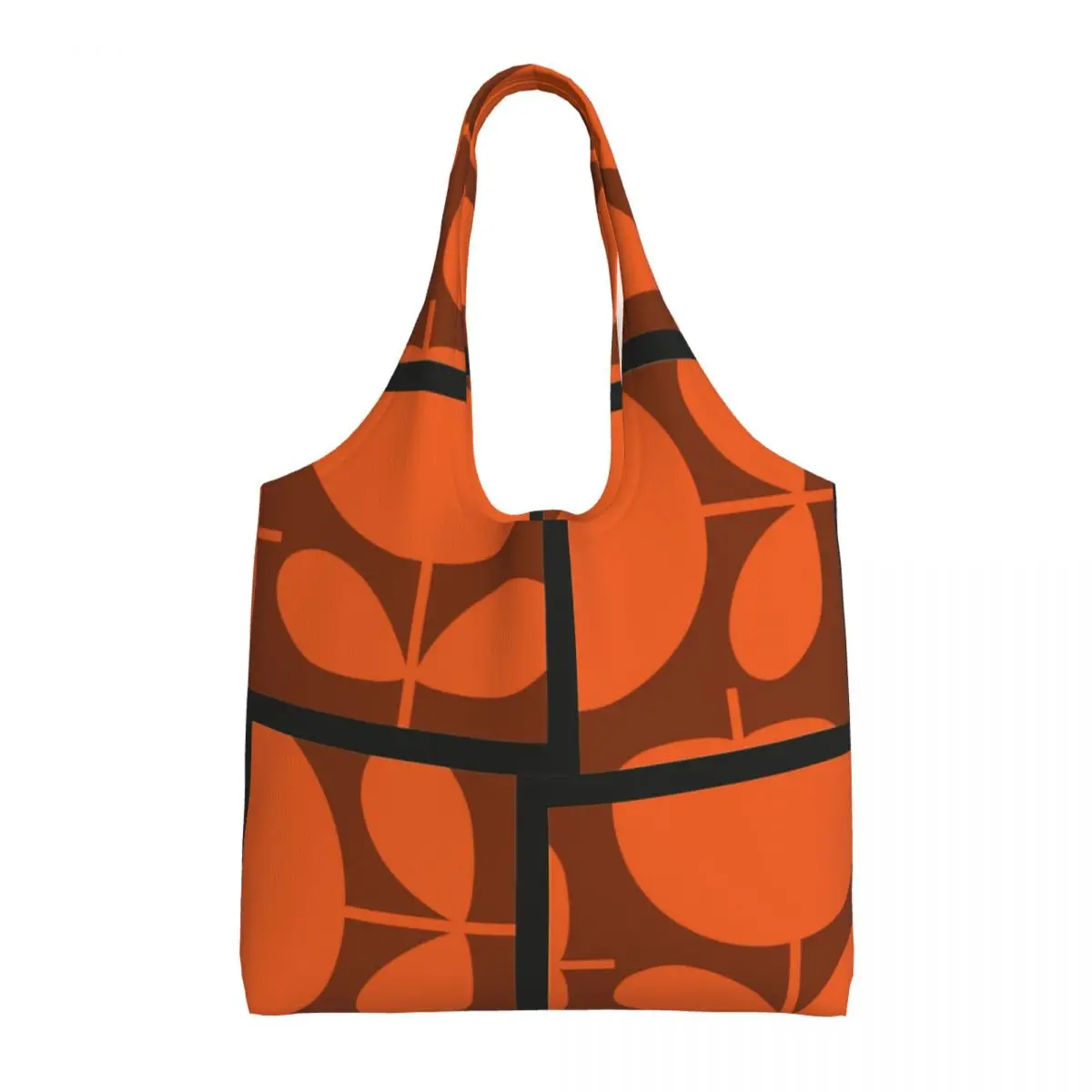 Custom Reusable Print Orange Orla Kiely Shopping Bag Women Canvas Shoulder Tote Bag Portable Groceries Shopper Bags Handbags