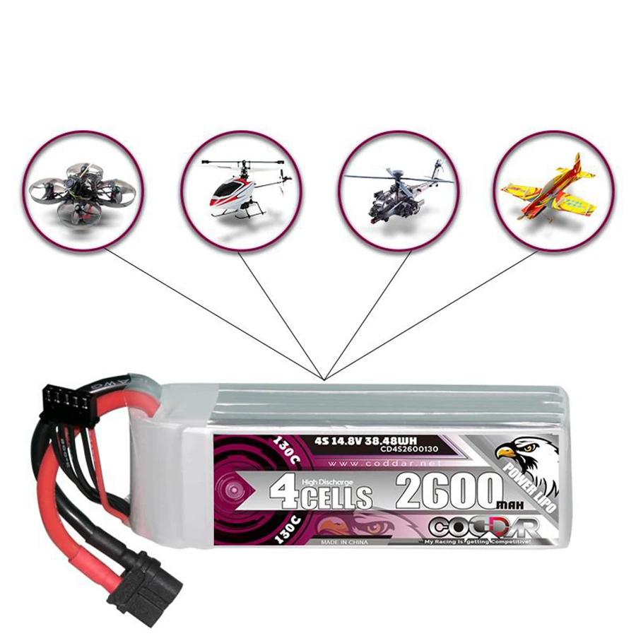 

CD4S2600130 2600MAH 4S 14.8V 130C Airplane Drone Car Model Rechargeable Lithium Battery Pack