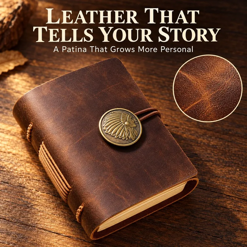 Mini Handmade Leather Traveler Notebook Vintage Pocket Journal Diary Sketchbook Unisex Portable Gift Memo Book Custom Engraving - view 3