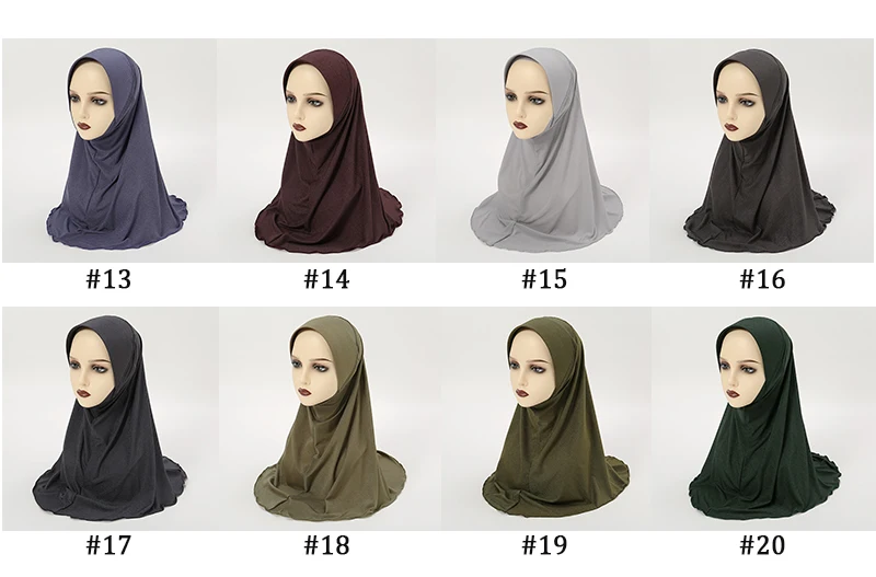 New Solid Instant Hijab For Women Large Size Underscarf Bonnet Band Islamic Scarf Hot Sell Headscarf Ramadan Pray Hats Headband