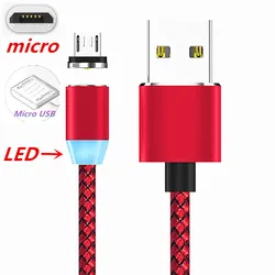 Magnetic LED V8 Micro USB Cable Microusb Charger For Samsung galaxy A10 A2 Core J4 J6 J8 Oukitel C8 K8 Android Mobile phone
