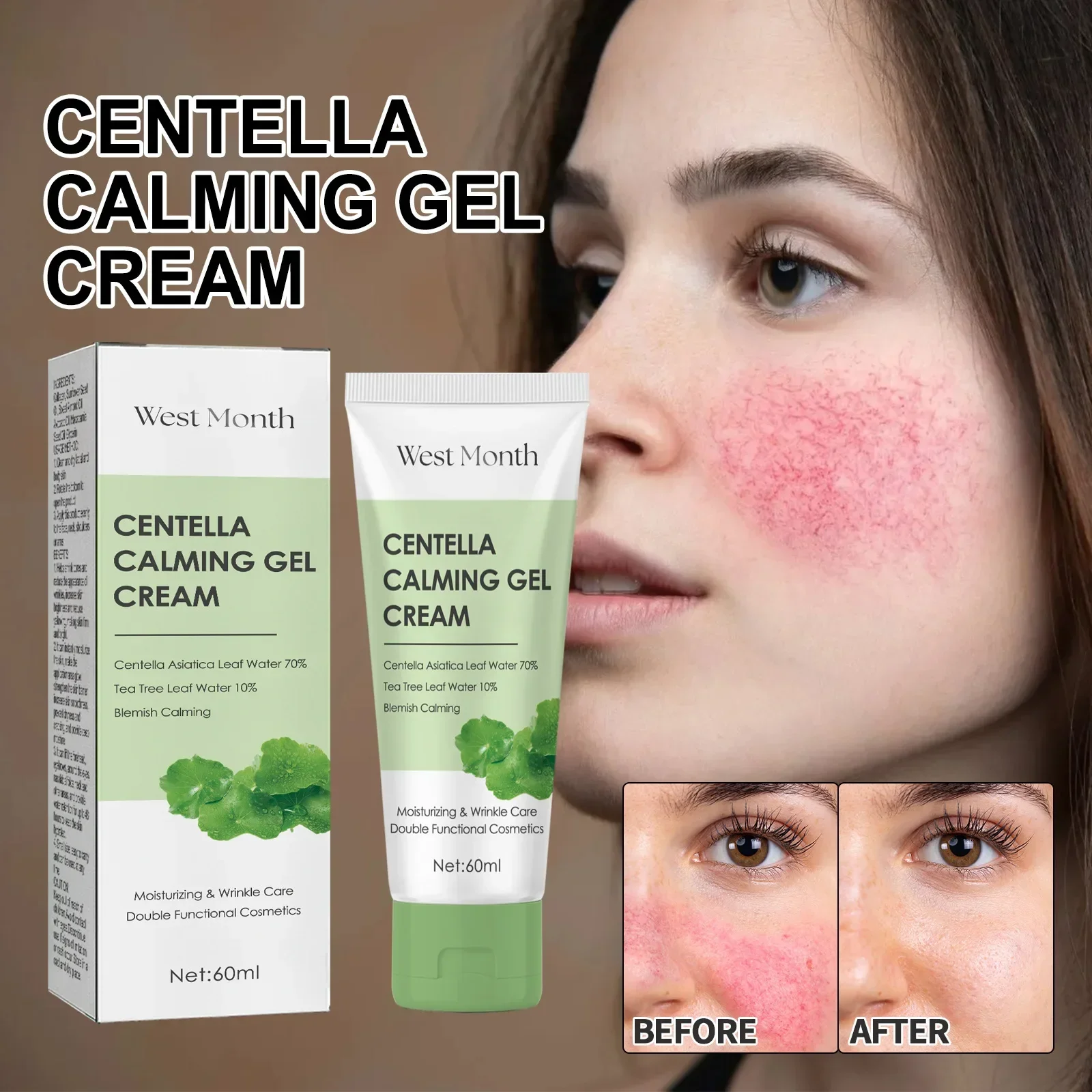 60ml West & Month Centella Asiatica Moisturizing Cream Brightening Skin Tone Firming Skin in Fading Wrinkle Whitening Cream