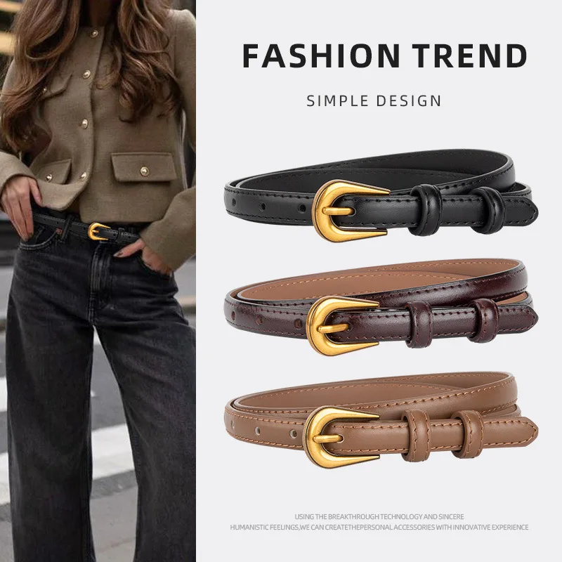 

Fashion genuine leather belt for women, versatile fashion pin buckle decorative waist belt