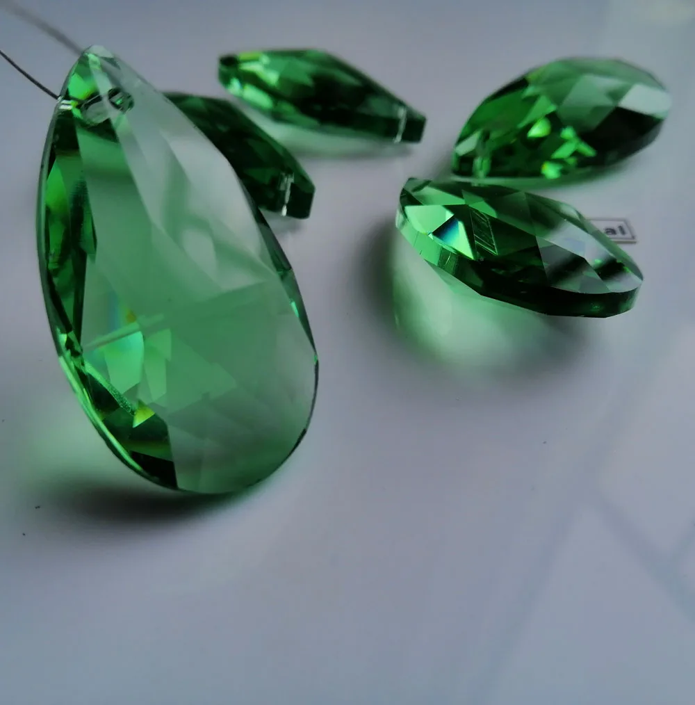 Camal 5PCS 38mm Apple Green Mesh Shape Drop Crystal Pendant Prisms Beads Hanging For Chandelier Lighting Lamp Part Wedding Decor