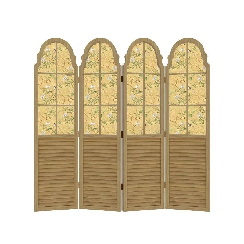 American retro European screen, partition living room hotel decoration mobile semi-transparent cover porch folding folding