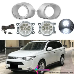 Fog Lights Led Fog Light for Mitsubishi Outlander 2013 2014 2015 Headlight Fog Lamp Cover Grill Bezel Silver Black Frame Shell