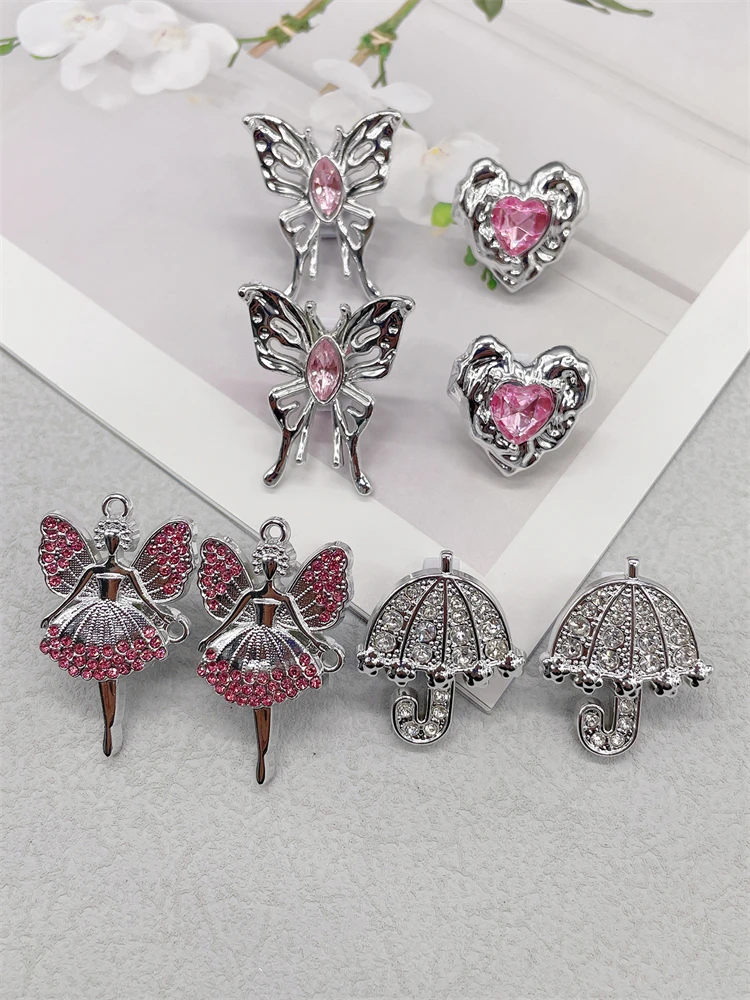 4 Stück abnehmbare Schmetterling Regenschirm Schnürsenkel Charms Ornamente Fee Schnürsenkel Schnallen Dekorationen DIY herzförmige Schuhclips – Detail 3