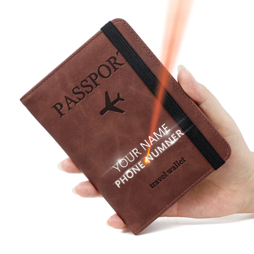 

New RFID Woman Passport Bags Wallets Name Engraving Card Holder Simple Travel Passport Case High Quality Unisex Purse Card Clips