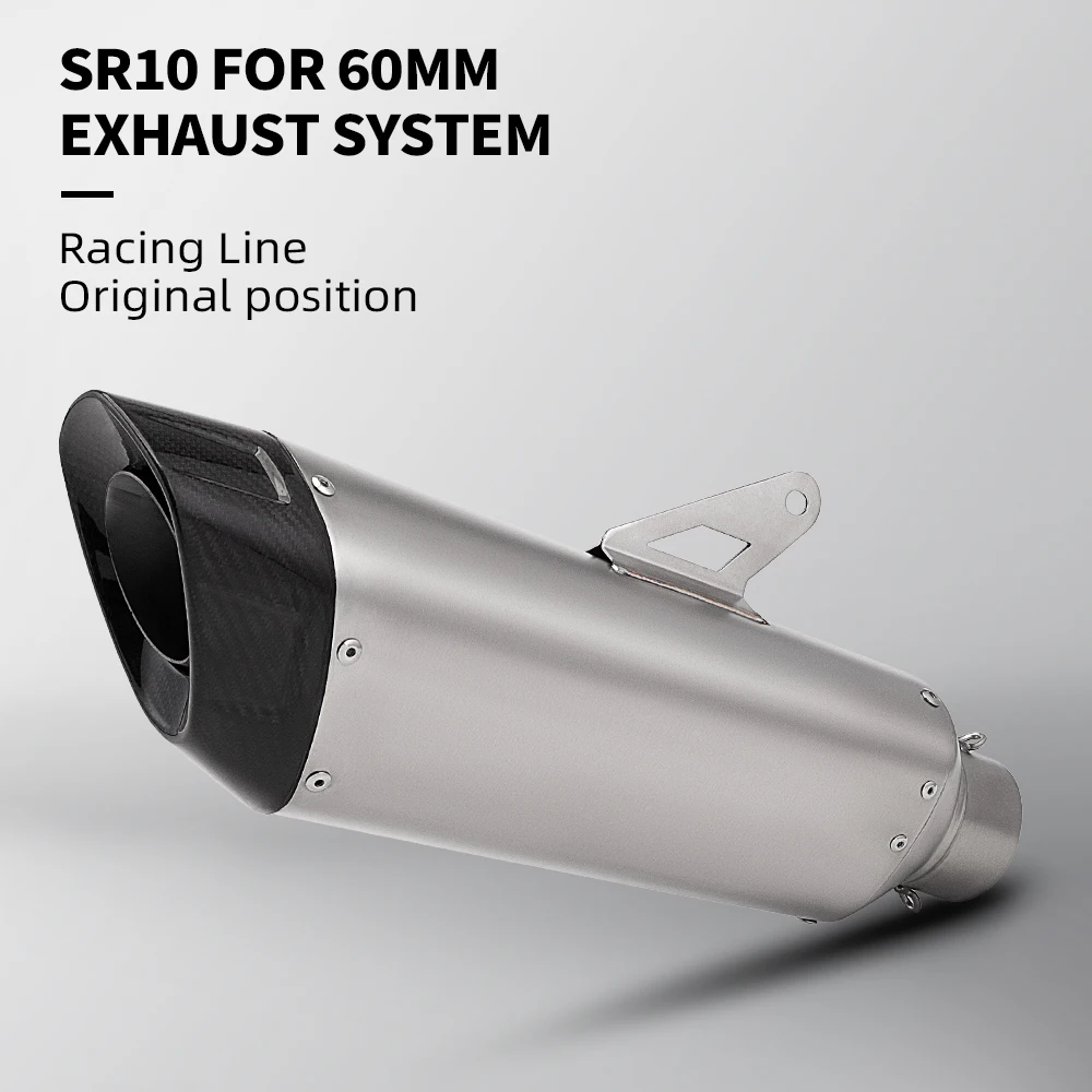 

60mm Universal Motorcycle Exhaust Muffler Double Hole Carbon Fiber Tail Pipe Racing Escape Moto For R1 R7 RSV4 RS660 MT09 MT07