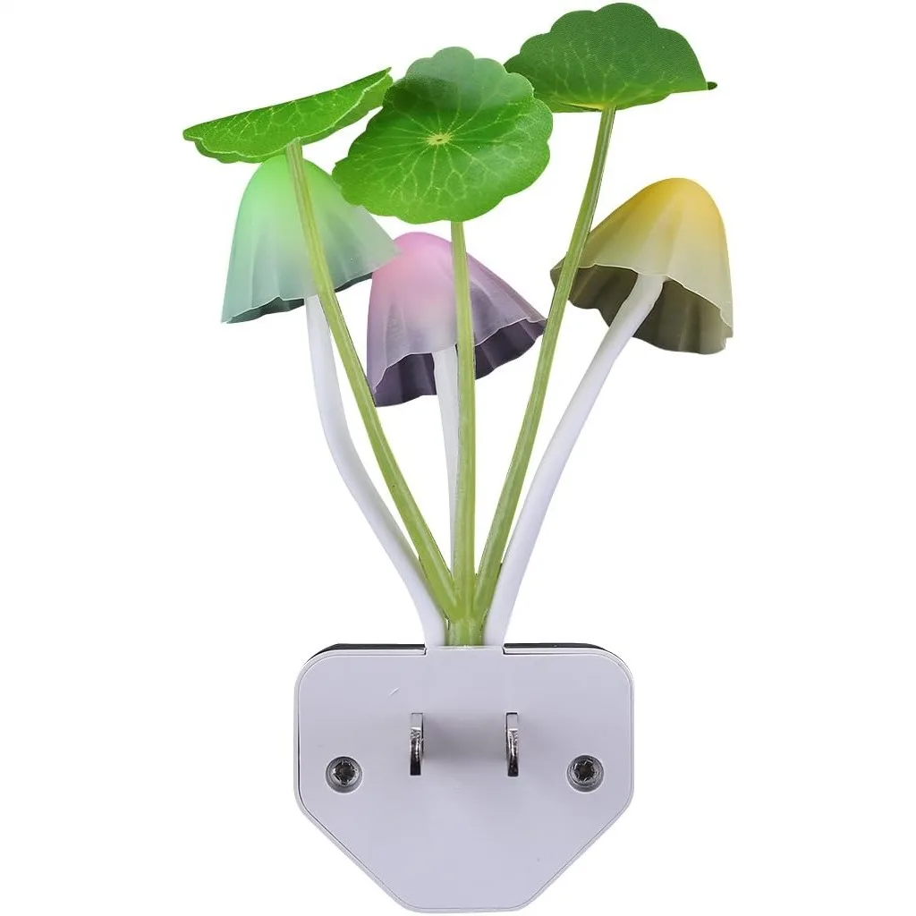 

Color Changing Mushroom Night Light, Plug-in LED Dream Bed Lamp with Auto Dimming for Kids Room