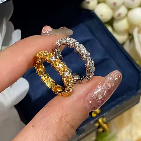 Creative High quality palace style hollow out diamond inlaid ring fashion and exquisite silver 925 rings for women jewelry gift