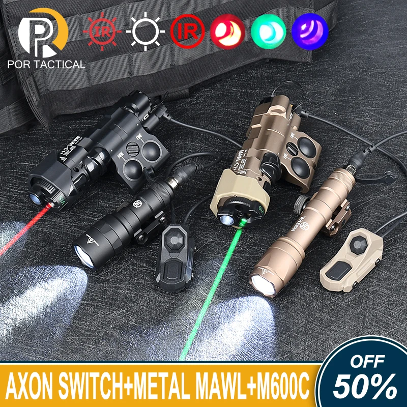 

WADSN Airsoft Metal MAWL-C1 Tactical Red Dot Green Blue Laser Sight IR Illuminator M600C M300C Weapon Flashlight AXON Switch SET