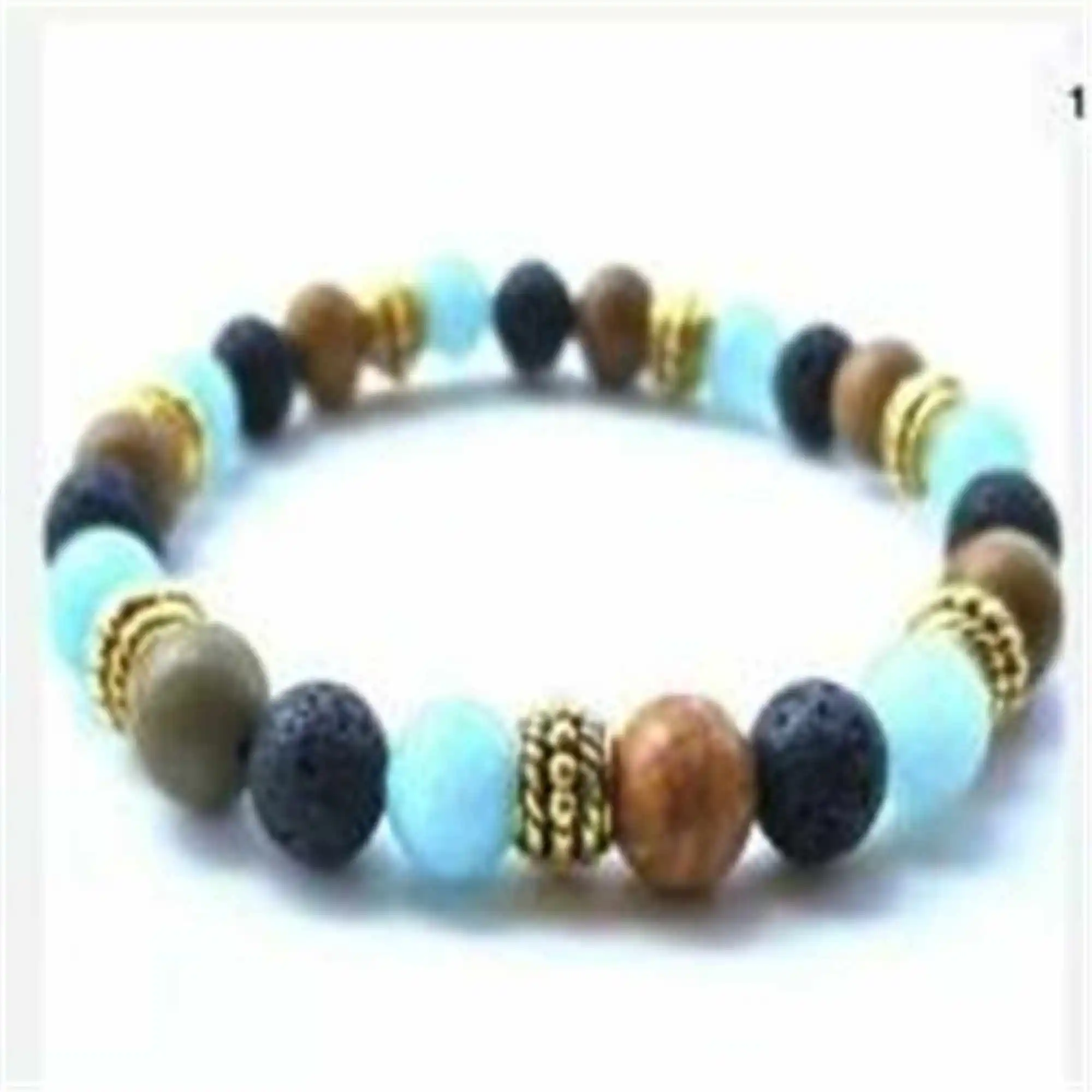 8mm Lavas aquamarine Buddhist mala Bracelet Energy Pray Chakas Link Adjustable Wear Handmade Classic Prayer