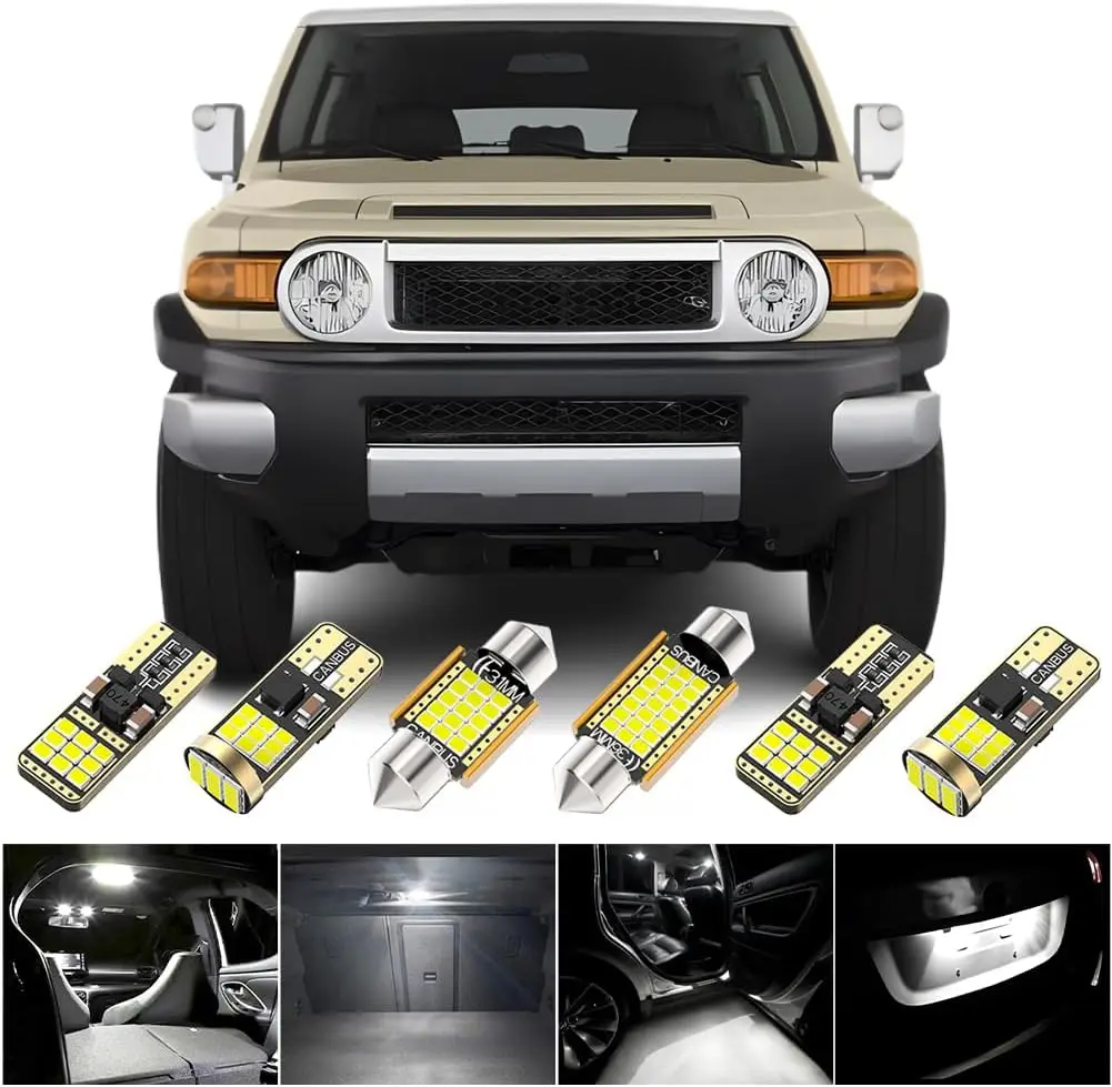 

LED Interior Car Lights Replacement for Toyota FJ Cruiser 2006 2007 2008 2009 2010 2011 2012 2013 2014 2015, 6000K White Toyota