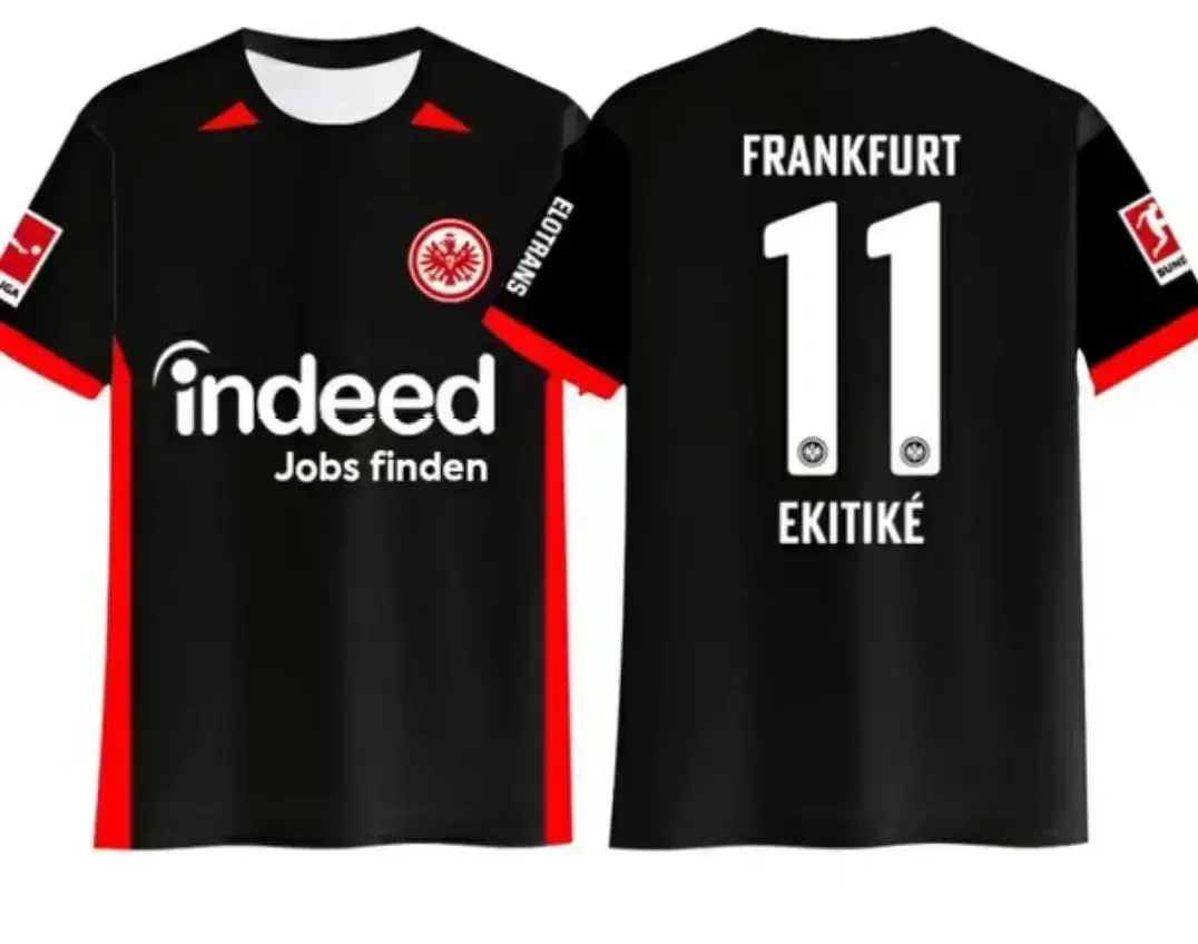 Camiseta del equipo de fútbol con estampado de Frankfurt en 3D para hombre, camiseta informal de manga corta con cuello redondo y número de estrella de fútbol, ropa de calle deportiva Unisex