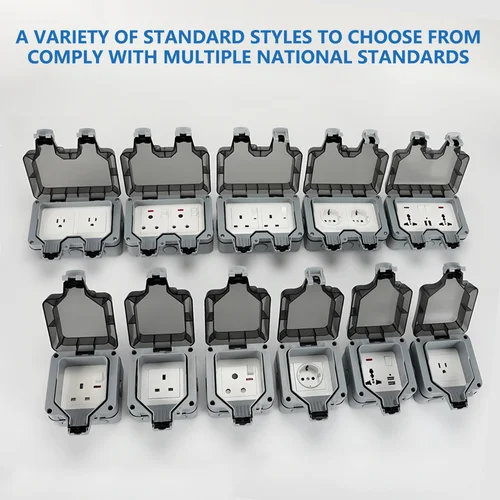 Imagen 2 del producto EIOMR Caja de enchufe impermeable, enchufe de alimentación estándar universal con clasificación IP66 para agua UE, francés, Reino Unido, perfecto para exteriores, baño, cocina