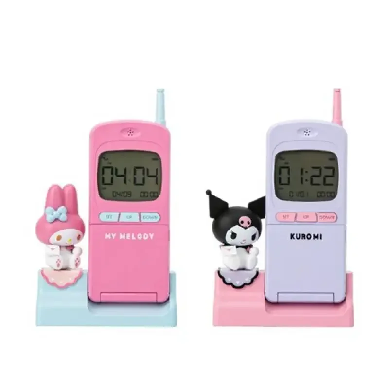 Mymelody Kuromi reloj electrónico de escritorio adornos de alarma muñeca bonita mesa Retro Colock teléfono Kawaii Anime juguete de peluche para regalo de niña