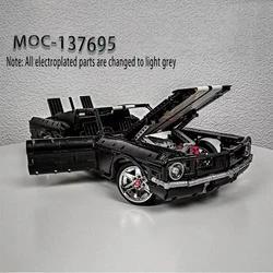New MOC-137695 Black Sports Car 1831 Pieces Self-locking Building Blocks Puzzle Model Birthday Gift Christmas Gift Ornaments