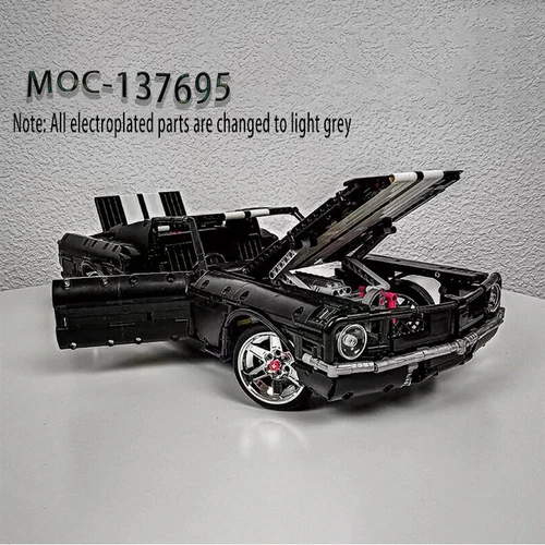 MOC-137695 블랙 럭셔리카 로고 자동 잠금 빌딩 블록 퍼즐 모델, 생일 선물, 크리스마스 선물 장식품, 1831 개 조각, 신제품