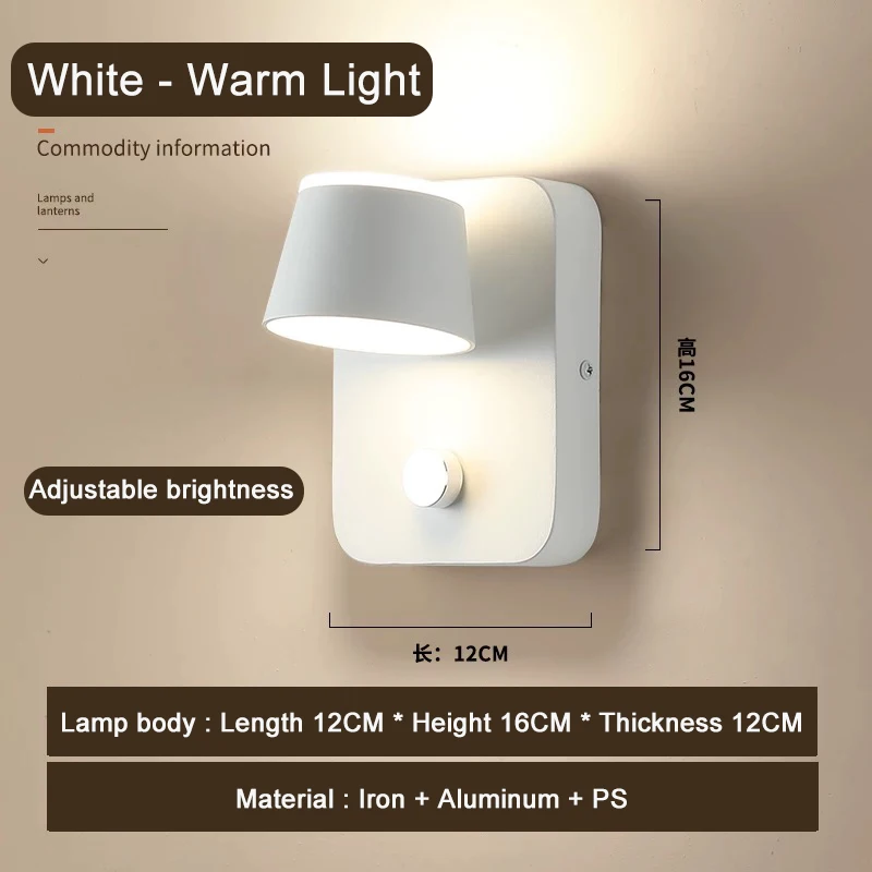 

350 Degrees Adjustable LED Wall Light Aluminum Indoor Sconce Lamps Bedside Reading Lamp 10W Bedroom Light Home Decor Luminarie