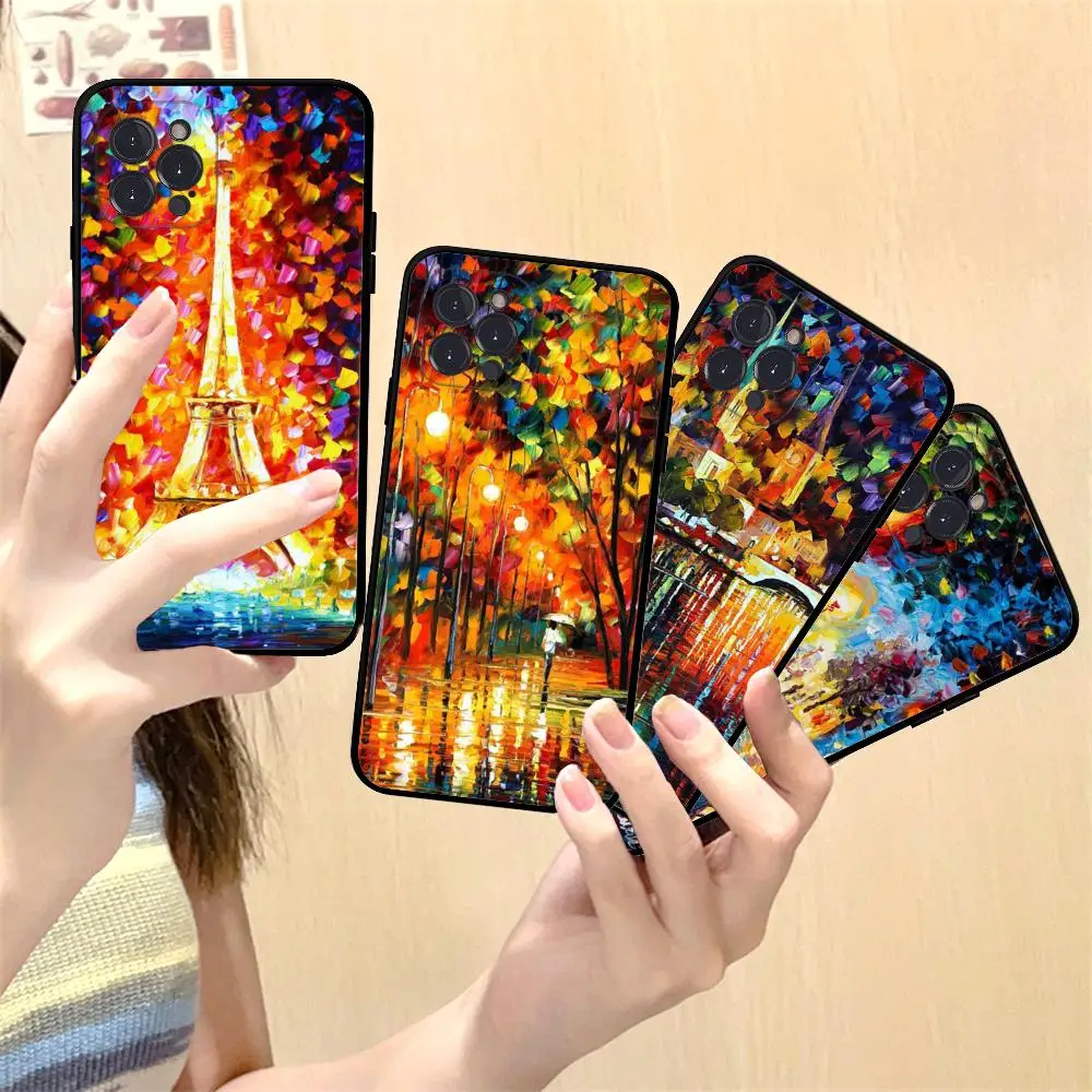 L-Leonid Oil A-Afremov Painting Phone Case Silicone Soft for iphone 15 14 13 12 11 Pro Mini XS MAX 8 7 6 Plus X XS XR Cover