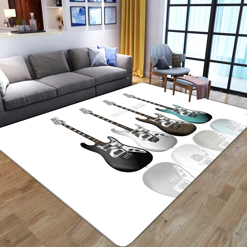 Colorful Guitar Carpets For Living Room Non-Slip Area Rugs Bedroom bedside Home Decoration Washable Floor Mats Kids Play Rug