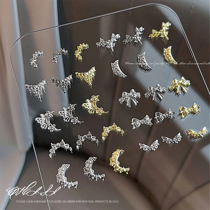 10 Uds. De decoración de mariposas con lazo de diamante para decoración de uñas, taladros, adornos de manicura, accesorios brillantes