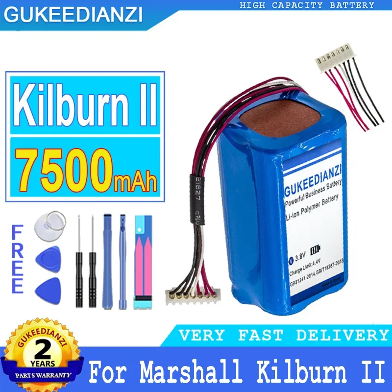 High Capacity Replacement Battery 7500mAh For Marshall Kilburn II 2 C196A1 7252-XML-SP Bluetooth Speaker with 7-wire Plug