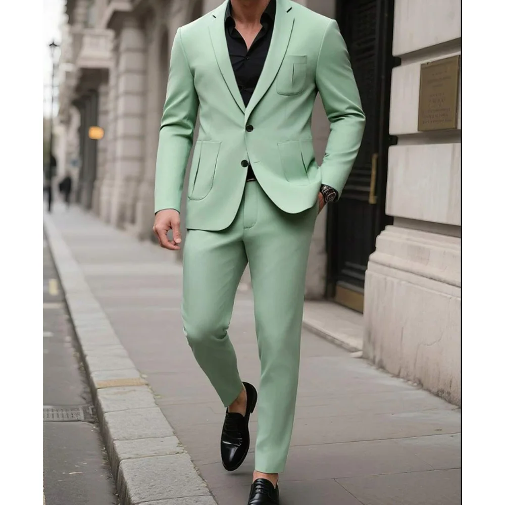 

Men Suit 2 Piece Set Single Breasted Slim Fit Wedding Groom Tuxedo Elegant Casual Business Office Work Formal Suits Comfortable