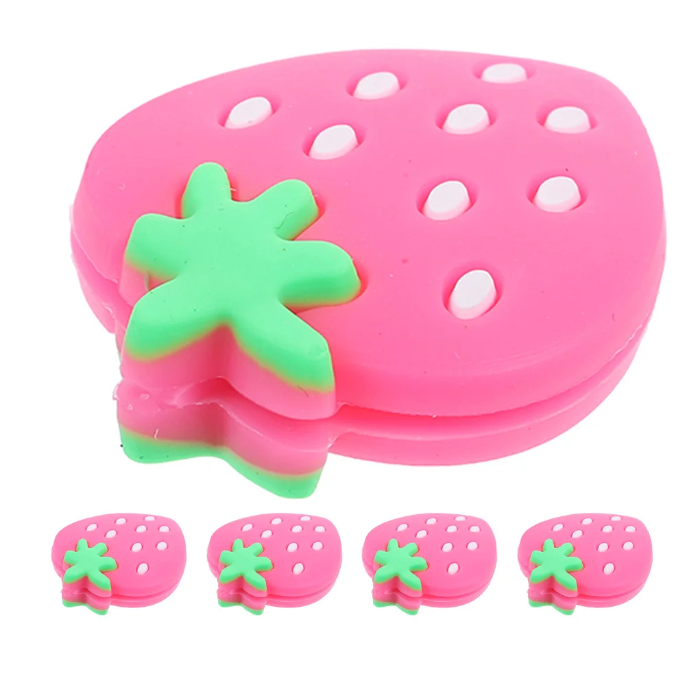 5 قطعة مُخفف التنس سيليكون الفراولة شكل ممتص الصدمات سهلة التركيب الاهتزاز المرطب مضرب تنس ملحق #5