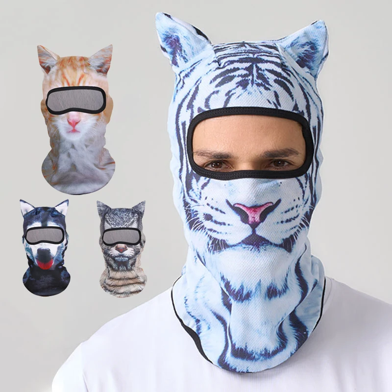 

Funny Beanies Hats 3D Cat Animal Ski Balaclava for Men Women Ski Mask Caps with Ears Music Festivals Raves Ski Halloween Gifts