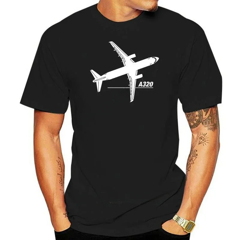 Short Sleeve Cotton T-Shirts teenager tee tops Men T Shirt Summer Cotton Cartoon Classic Airbus A320 Aircraft Plan View  Normal